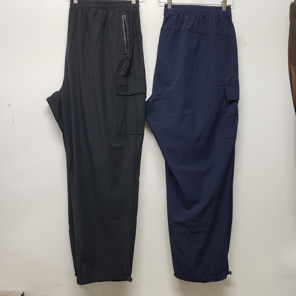 Bundle of 2 Zerdocean Cargo Pants Pull On Black Navy 4X Plus Drawstring Elastic